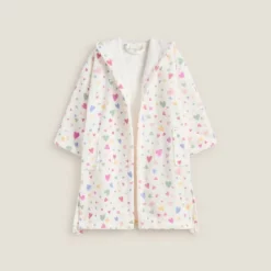 Albornoz infantil de algodón con estampado corazones Toli