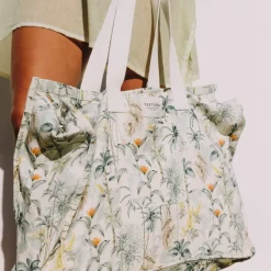 Bolso de playa algodón hojas tropicales Palme