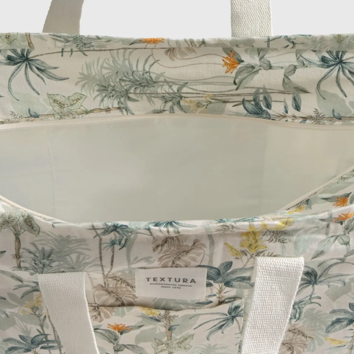 Bolso de playa algodón hojas tropicales Palme