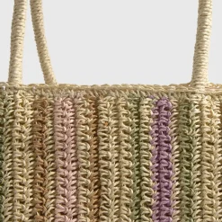 Bolso playa efecto rafia rayas Rasqi