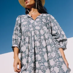 Caftán corto algodón estampado floral Kenco