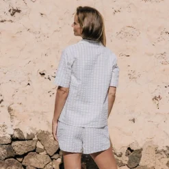 Camisa de algodón seersucker cuadros vichy Nat