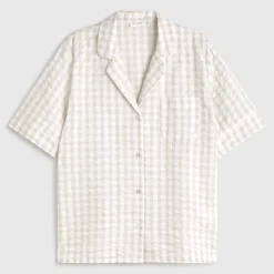 Camisa de algodón seersucker cuadros vichy Nat