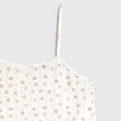 Camiseta tirantes algodón canalé estampado floral Fabiana