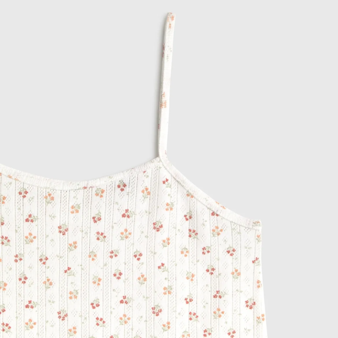 Camiseta tirantes algodón canalé estampado floral Fabiana