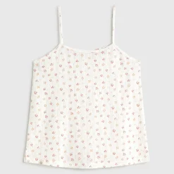 Camiseta tirantes algodón canalé estampado floral Fabiana