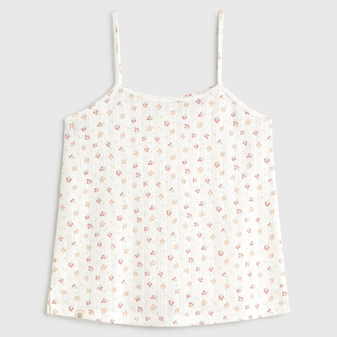 Camiseta tirantes algodón canalé estampado floral Fabiana