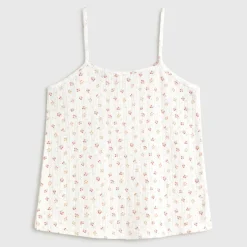 Camiseta tirantes algodón canalé estampado floral Fabiana