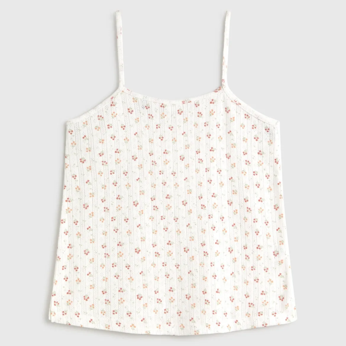 Camiseta tirantes algodón canalé estampado floral Fabiana