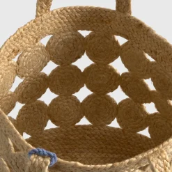 Capazo de playa de fibra natural con pompón Redo