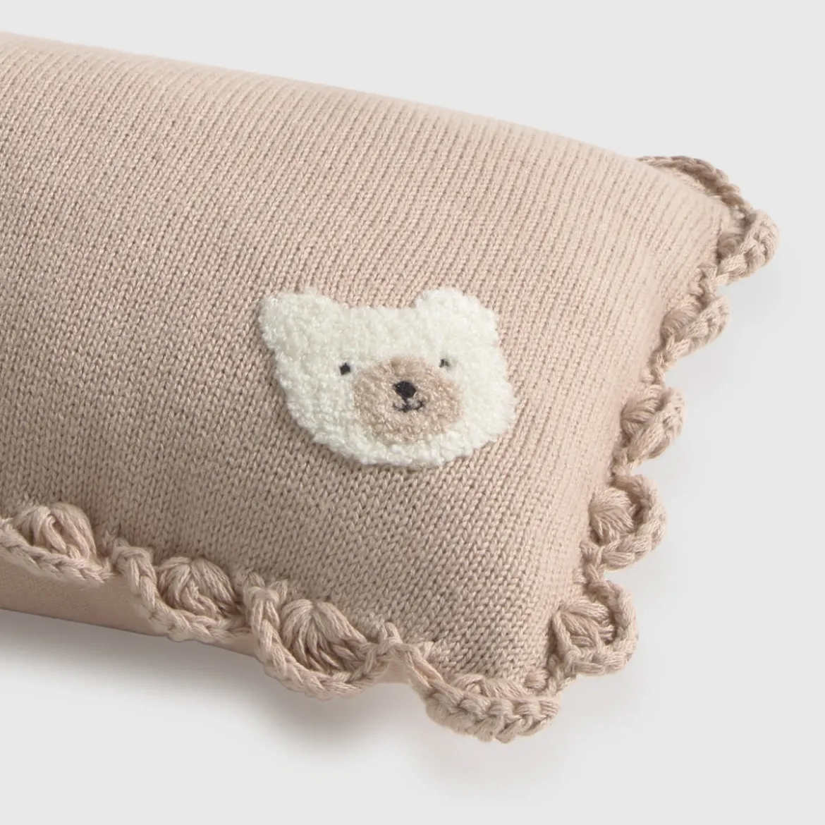 Cojín bebé algodón orgánico tricot osito crochet Ted