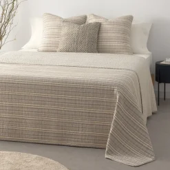 Colcha reversible algodón rayas Inra