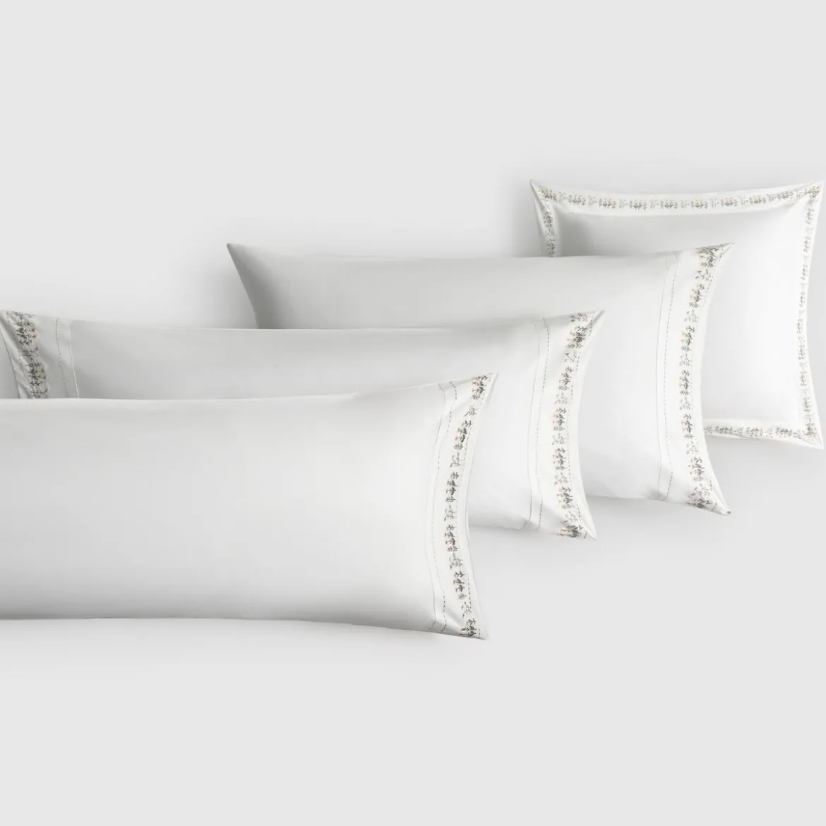 Funda de almohada algodón 180 hilos bordado margaritas Sembro