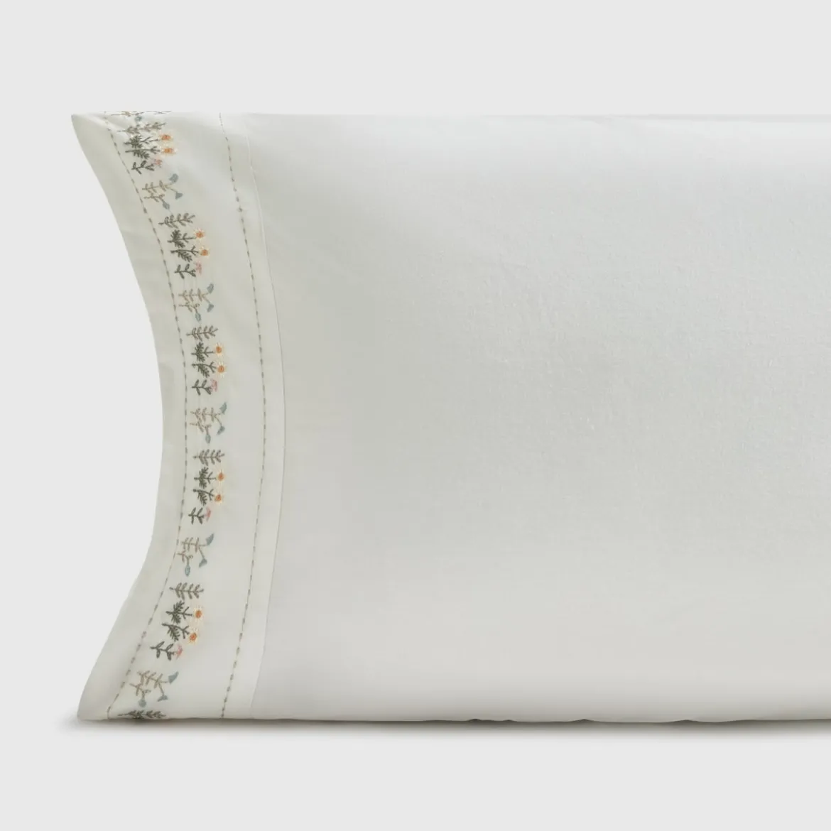 Funda de almohada algodón 180 hilos bordado margaritas Sembro