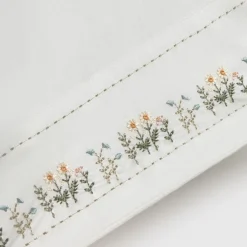 Funda de almohada algodón 180 hilos bordado margaritas Sembro