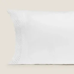 Funda de almohada algodón percal 200 hilos bordado calado Texbrod