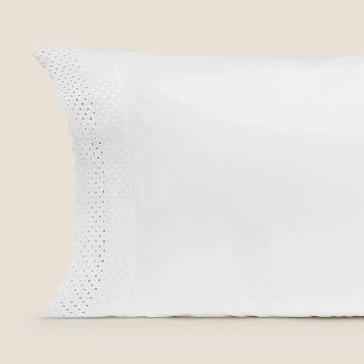 Funda de almohada algodón percal 200 hilos bordado calado Texbrod