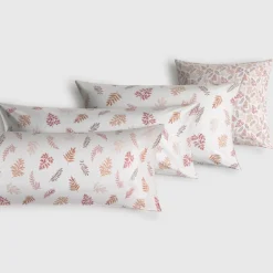 Funda de almohada algodón percal 180 hilos hojas Seaf