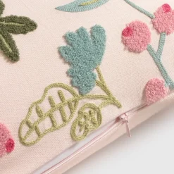 Funda de cojín algodón bordado floral Sibel
