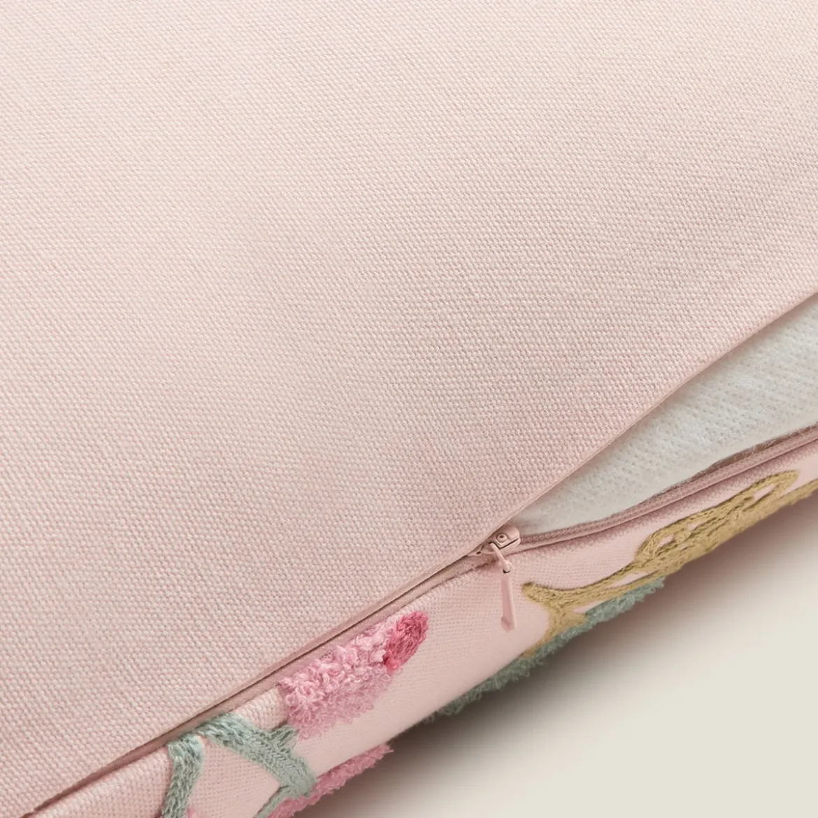 Funda de cojín algodón bordado floral Sibel