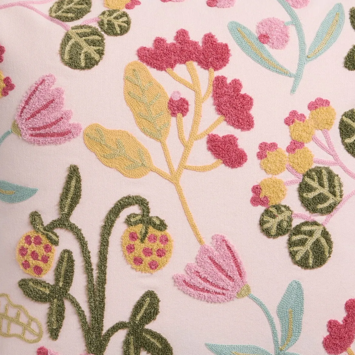 Funda de cojín algodón bordado floral Sibel