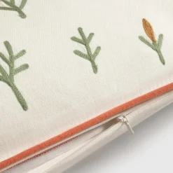 Funda de cojín algodón bordado flores Homstem