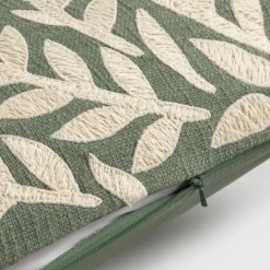 Funda de cojín algodón bordado hojas Selea