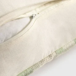 Funda de cojín algodón bordado rayas verdes Folinart