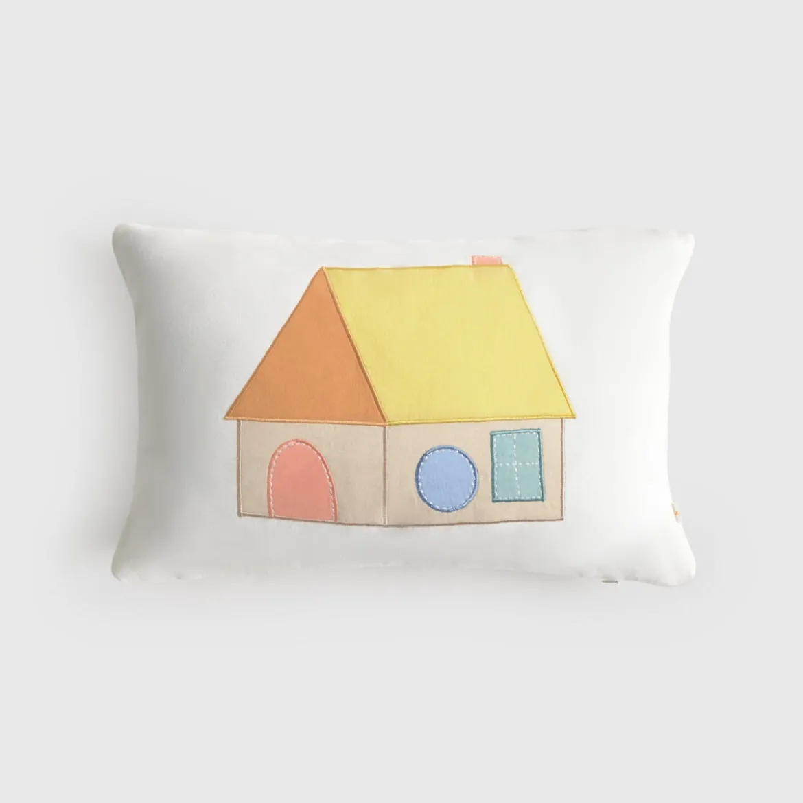 Funda de cojín algodón casa bordada Ray