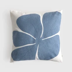 Funda de cojín algodón con flor bordada Folasi