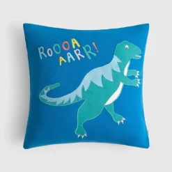 Funda de cojín algodón dinosaurio bordado Dunop