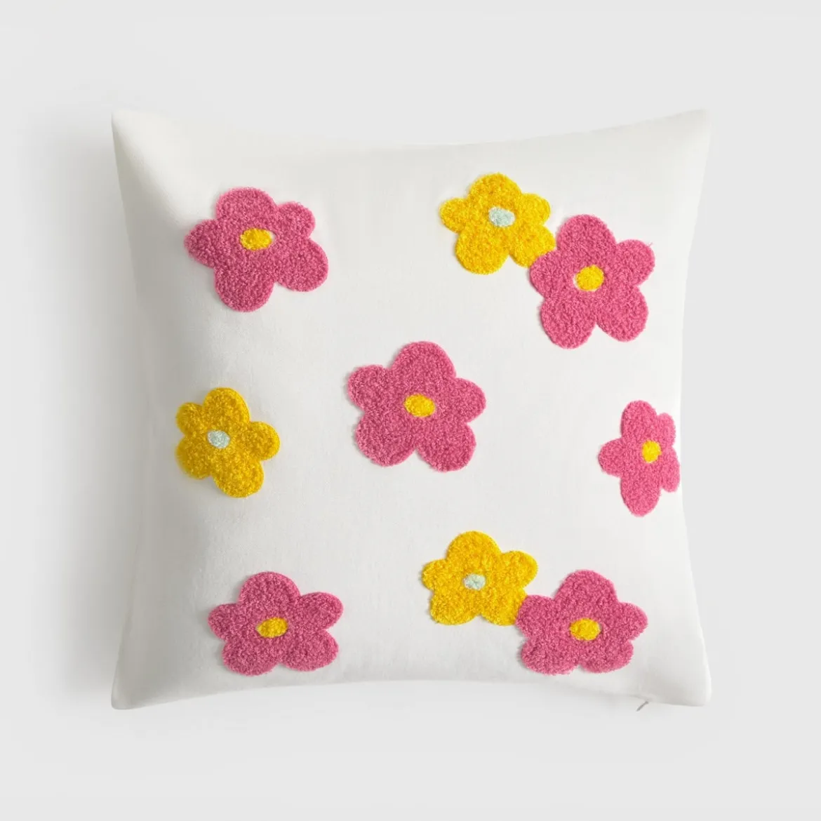 Funda de cojín algodón flores bordadas Florgri