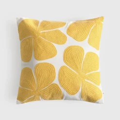 Funda de cojín algodón flores bordadas Foflis