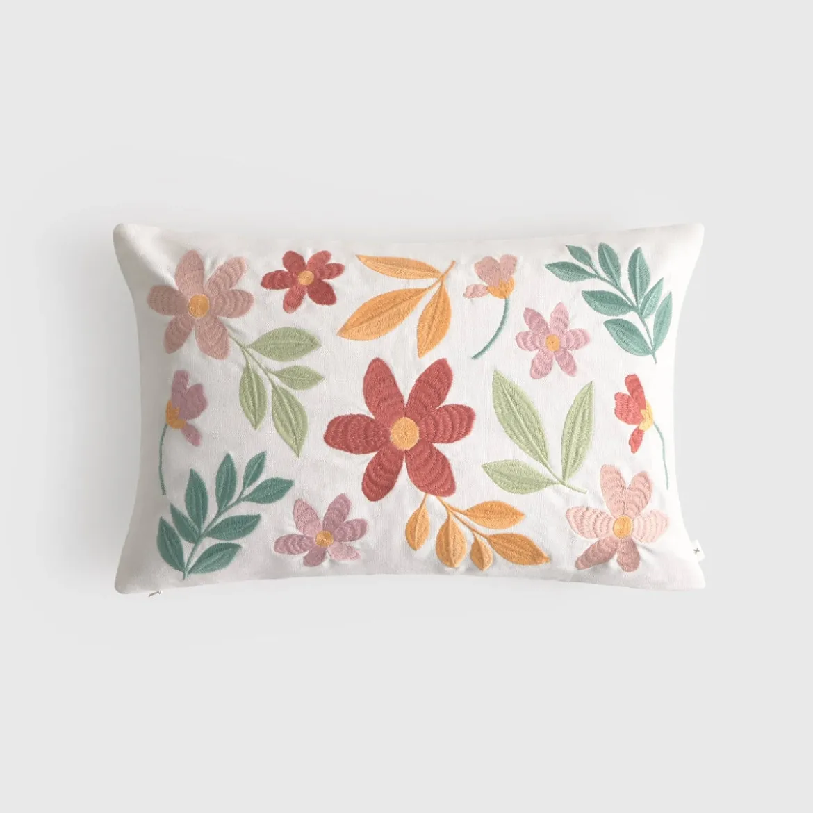 Funda de cojín algodón flores bordadas Foliona