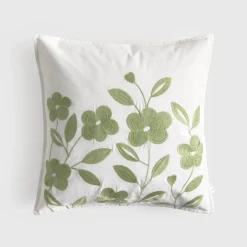 Funda de cojín algodón flores bordadas Folma