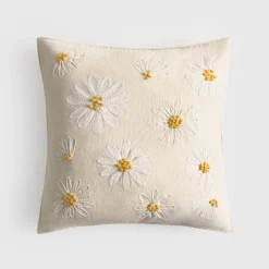 Funda de cojín algodón flores bordadas Fridasy