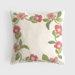 Funda de cojín algodón flores en relieve Lalarondo