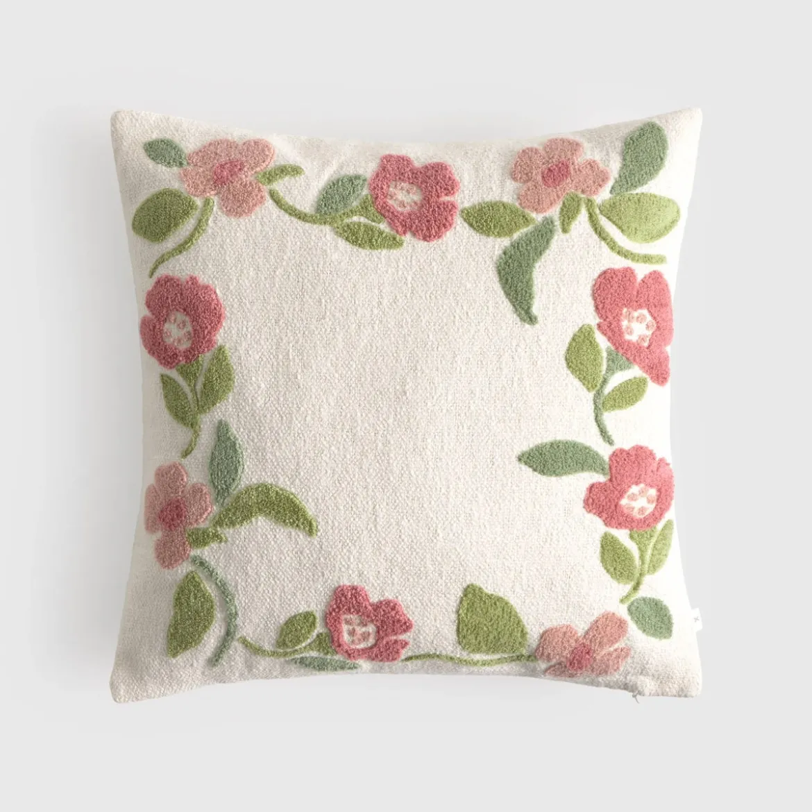 Funda de cojín algodón flores en relieve Lalarondo