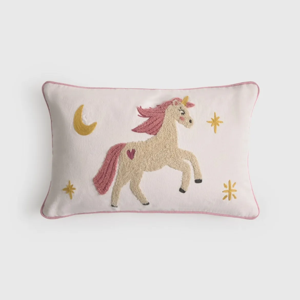 Funda de cojín algodón unicornio bordado Unela