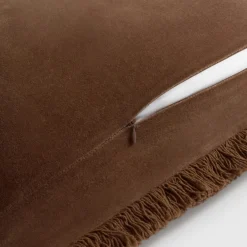Funda de cojín terciopelo algodón con flecos Homvelv