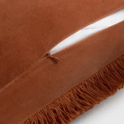 Funda de cojín terciopelo algodón con flecos Homvelv