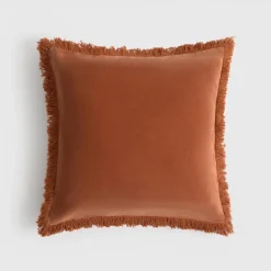 Funda de cojín terciopelo algodón con flecos Homvelv