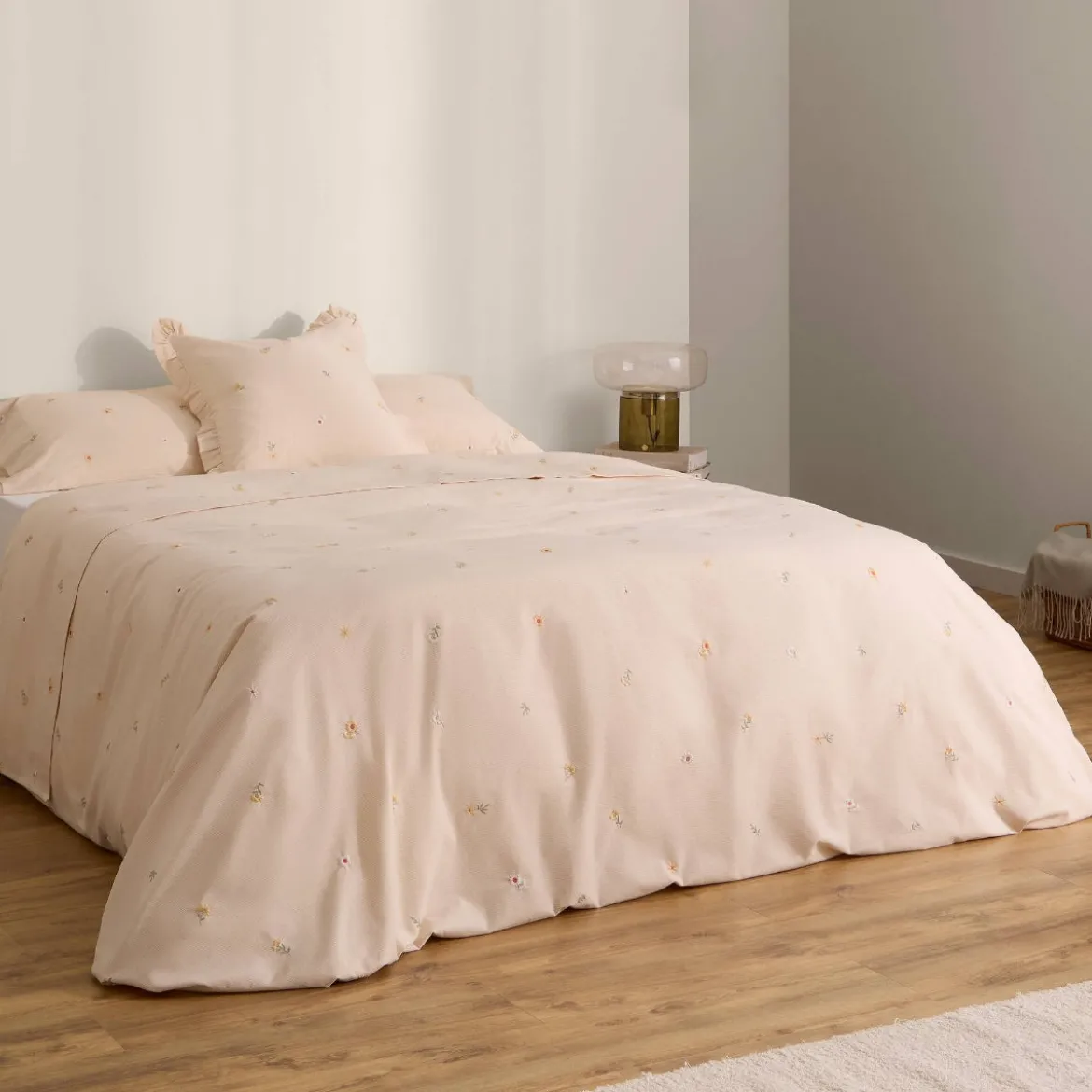 Funda nórdica algodón 180 hilos flores bordadas Laflora