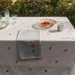 Mantel algodón efecto lino bordado frutas Granfru