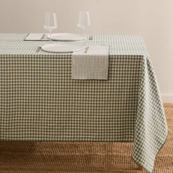 Mantel algodón reversible de cuadros y rayas Grac