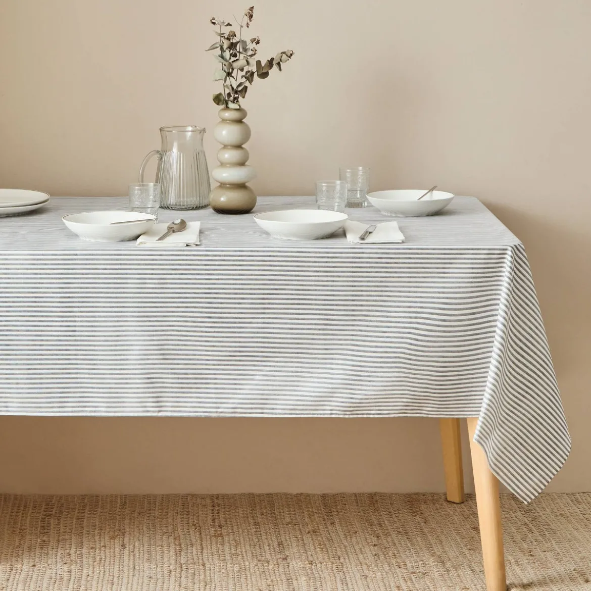 Mantel antimanchas resinado estampado de rayas Oxo