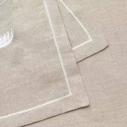 Mantel de lino natural con festón bordado Lin