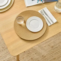 Mantel individual redondo hilo plateado Col