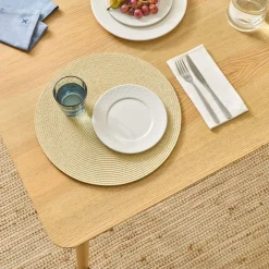 Mantel individual redondo hilo plateado Col