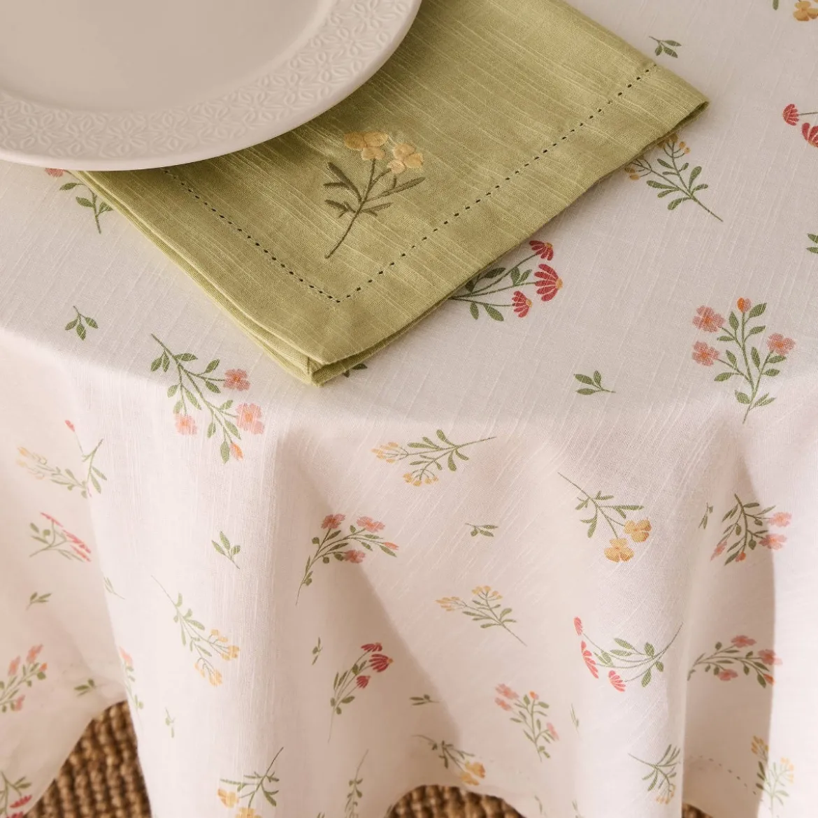 Mantel redondo algodón estampado flores Florgur